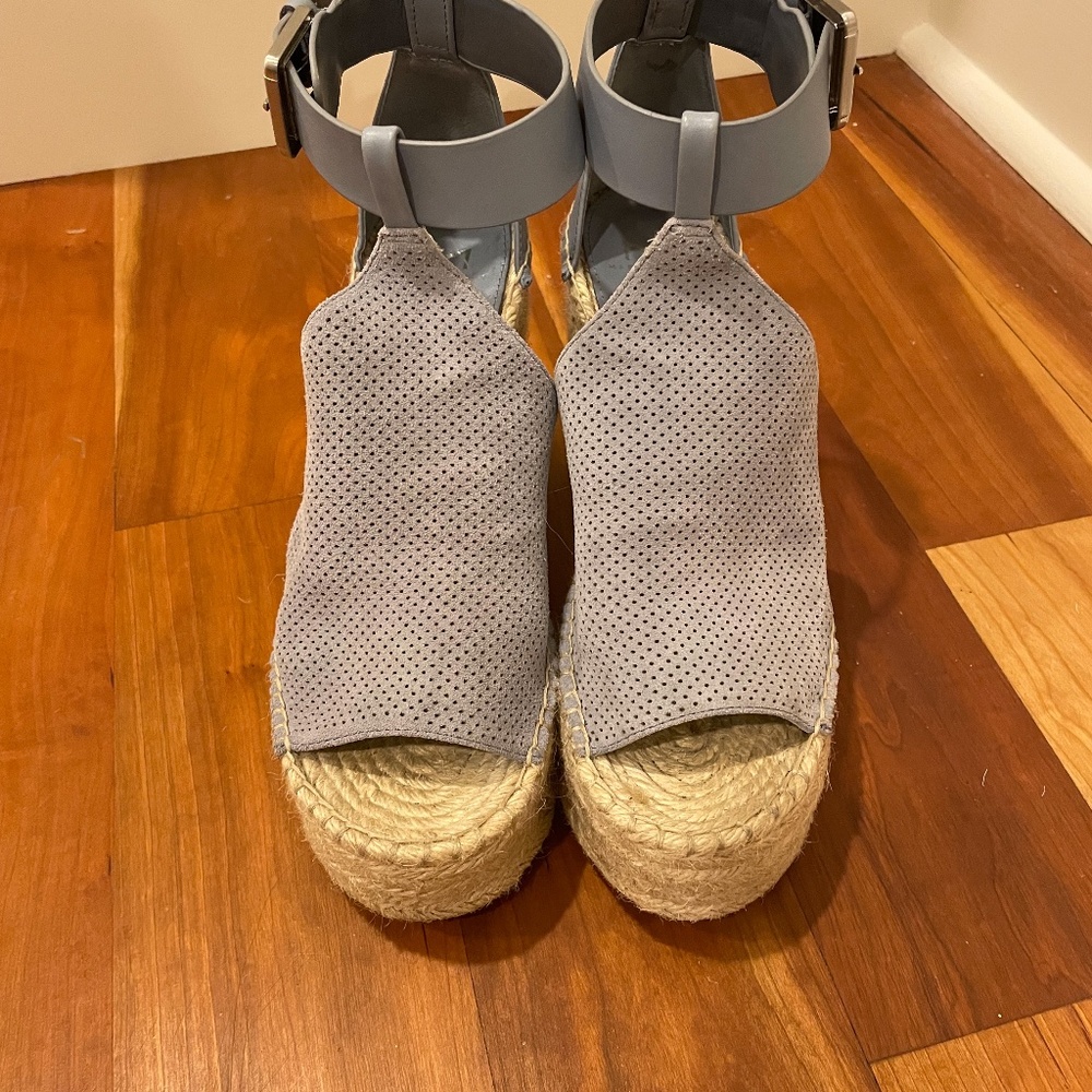 Marc Fisher Annie Suede Perforated Espadrille Sandals